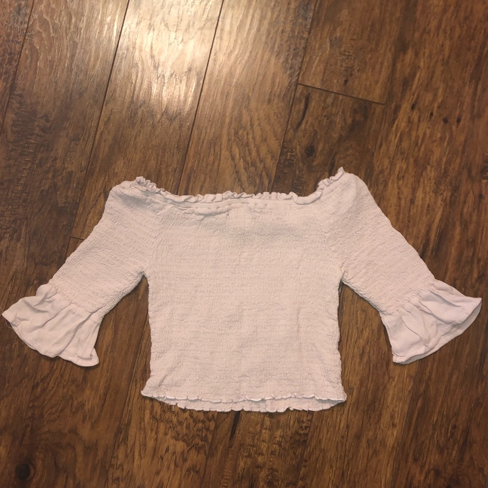 LIGHT PINK OFF THE SHOUDER SMOCKED LA HEARTS TOP